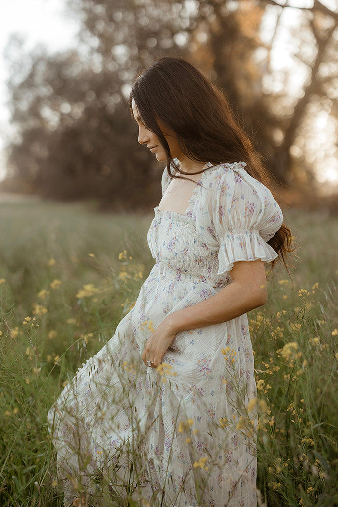 Crinkled Chiffon Prairie Dress (Women) - Vintage White