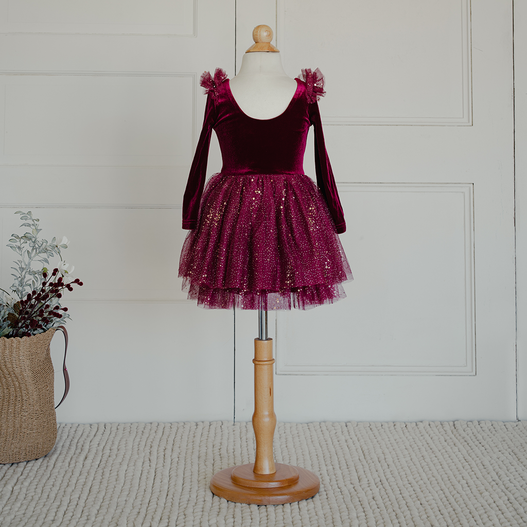 Velour Ballerina Dress - Red Velvet