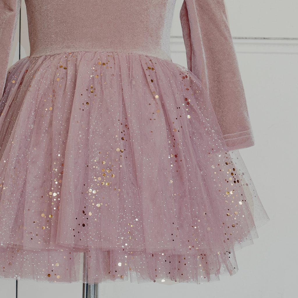 Velour Ballerina Dress - Dusty Pink