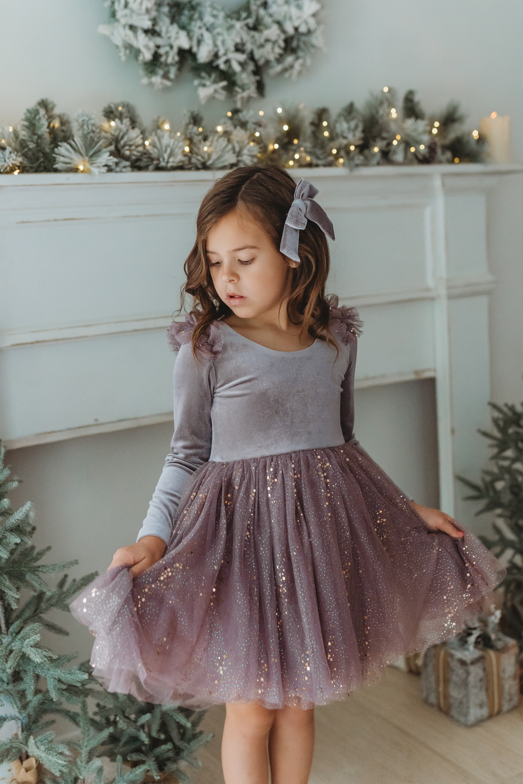 Velour Ballerina Dress - Dusty Lilac