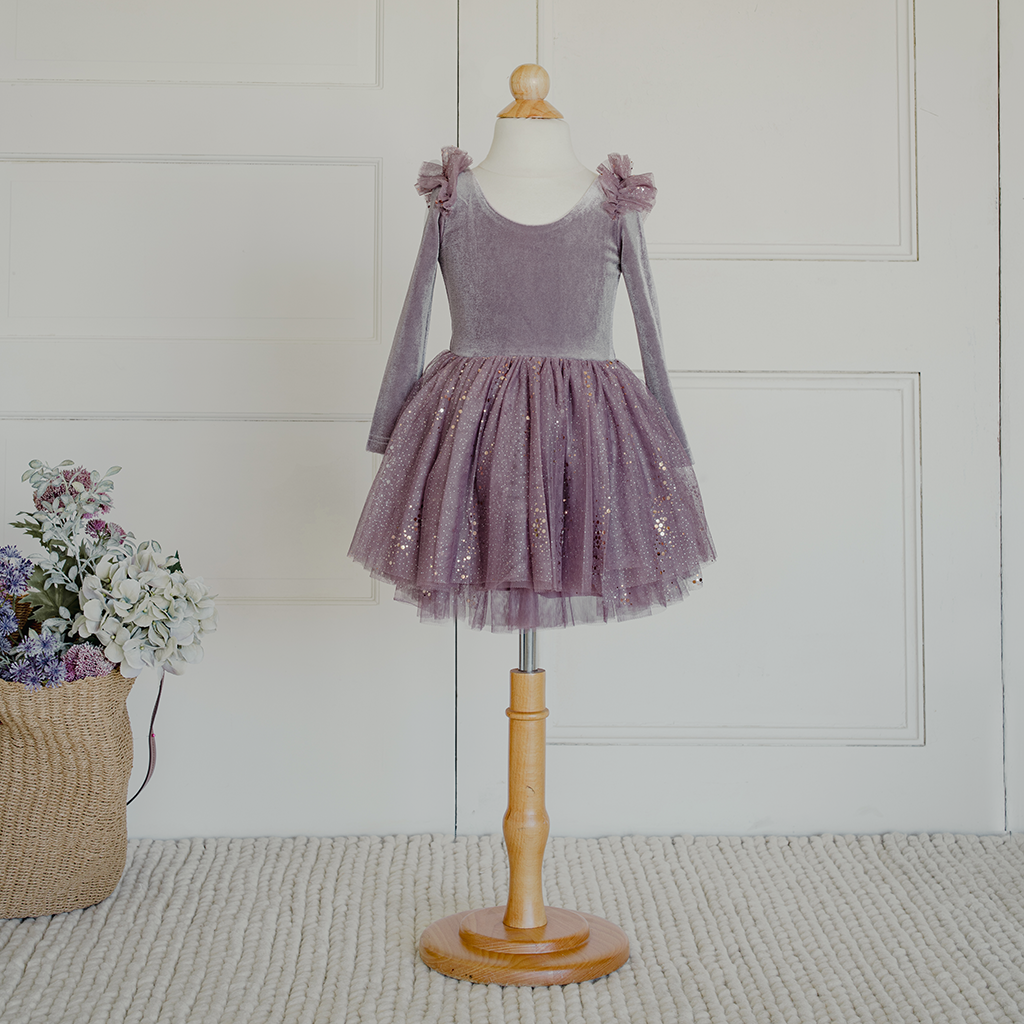 Velour Ballerina Dress - Dusty Lilac