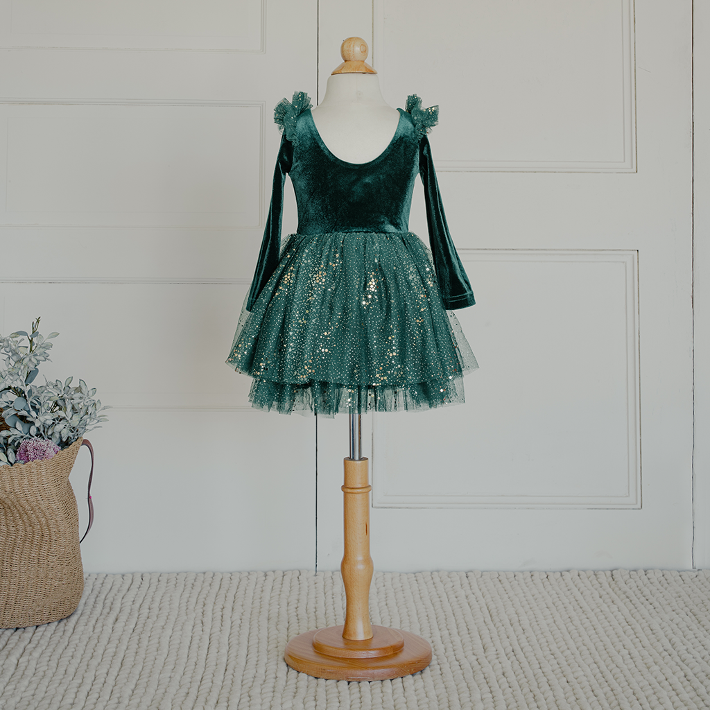 Velour Ballerina Dress - Mistletoe