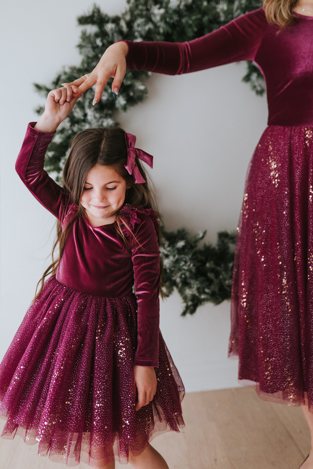 Velour Ballerina Dress - Currant