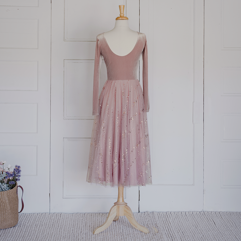 Velour Ballerina Dress (Women) - Dusty Pink