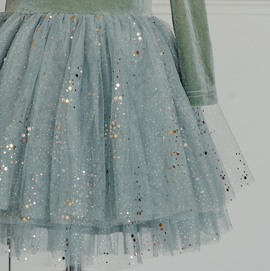 Velour Ballerina Dress - Sage