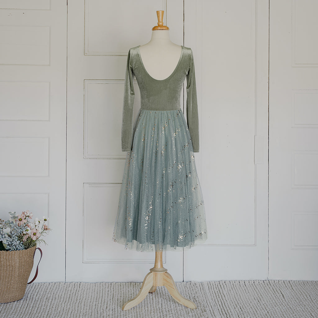 Velour Ballerina Dress (Women) - Sage