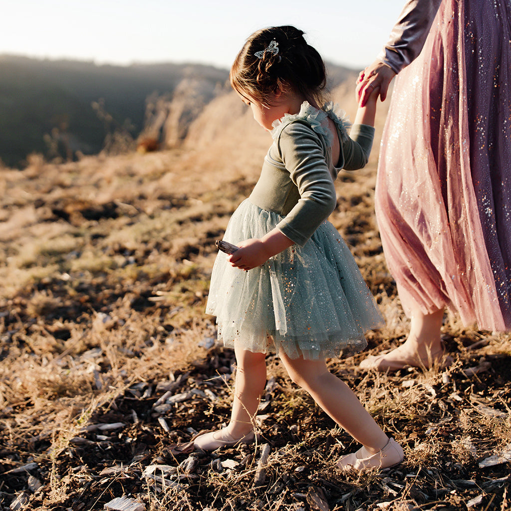 Velour Ballerina Dress - Sage