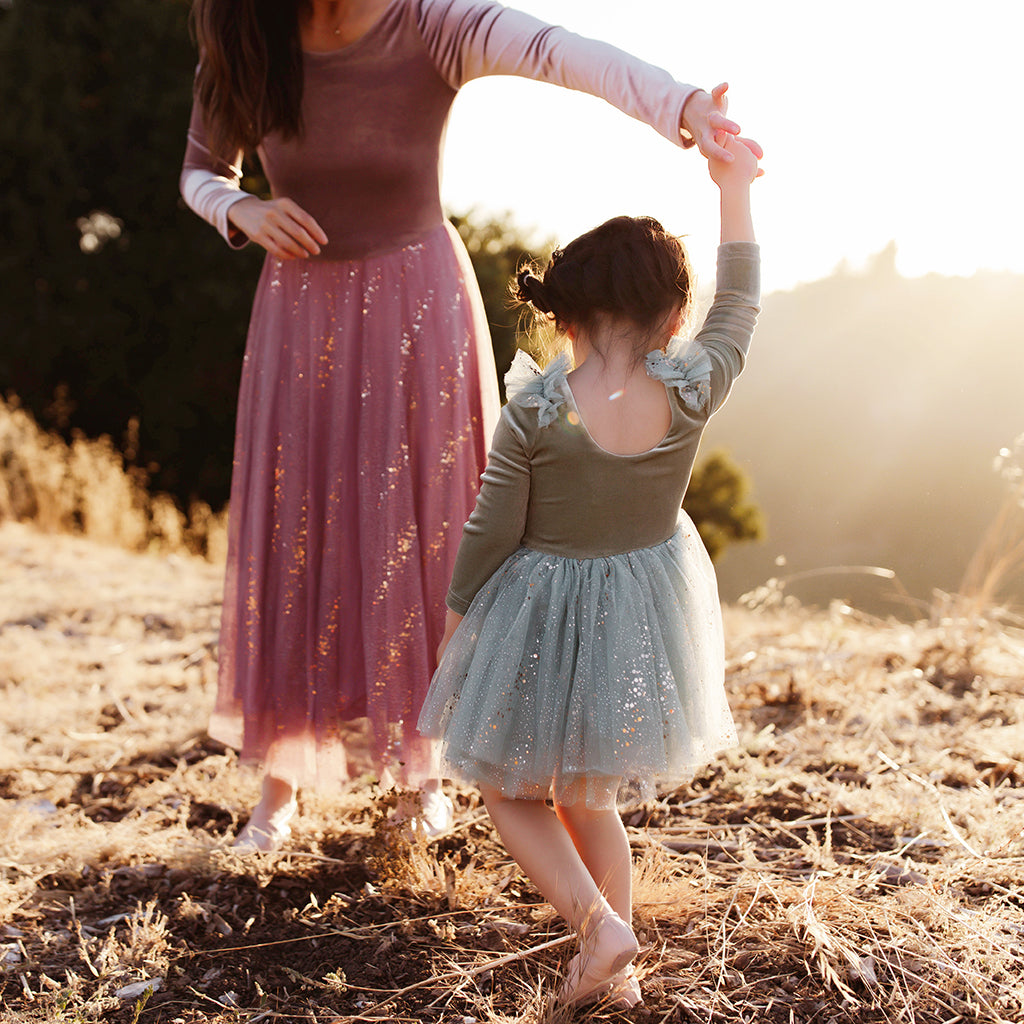 Velour Ballerina Dress - Sage
