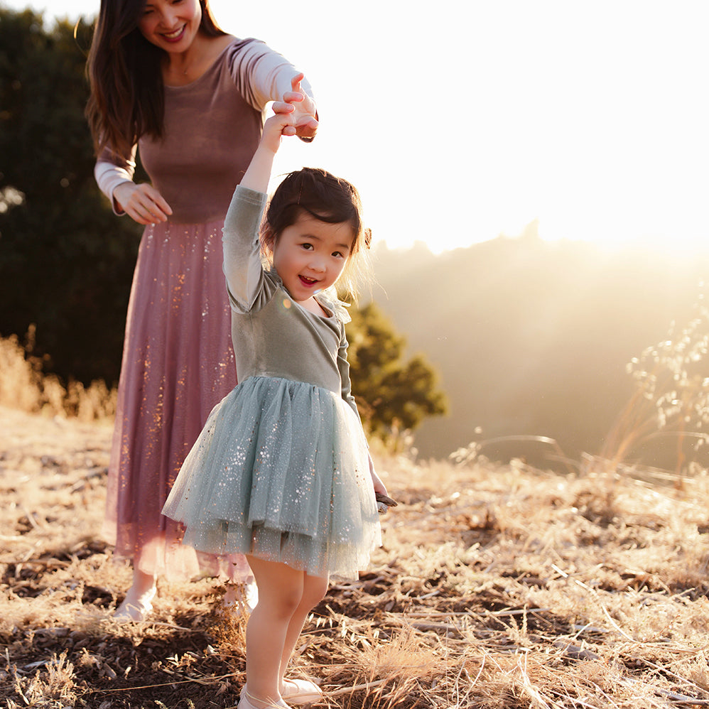 Velour Ballerina Dress - Sage