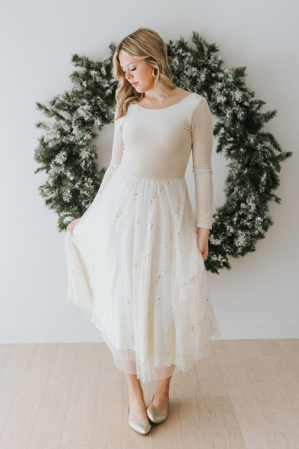 Velour Ballerina Dress (Women) - Powder