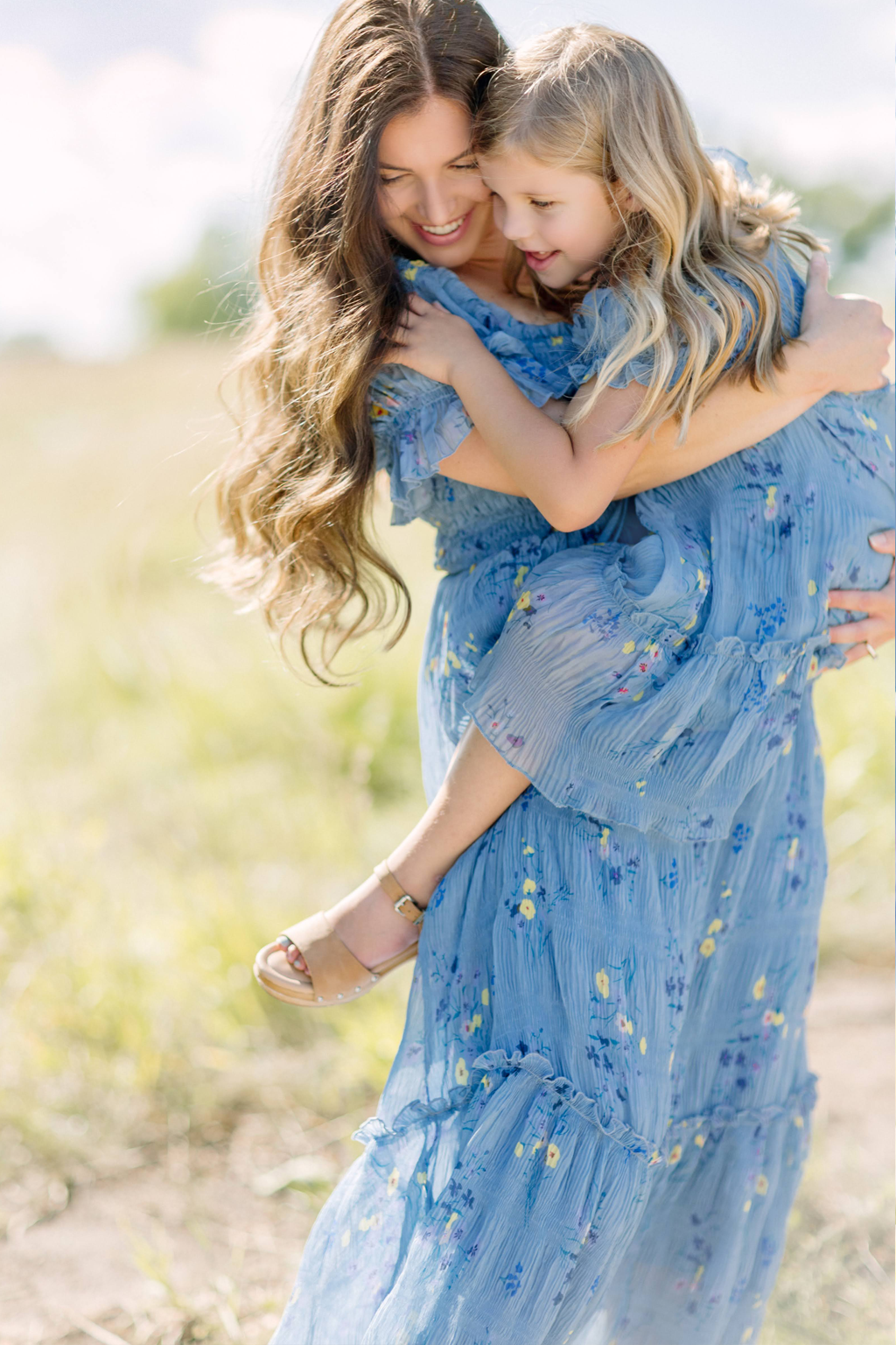 Crinkled Chiffon Dress - Dusty Blue