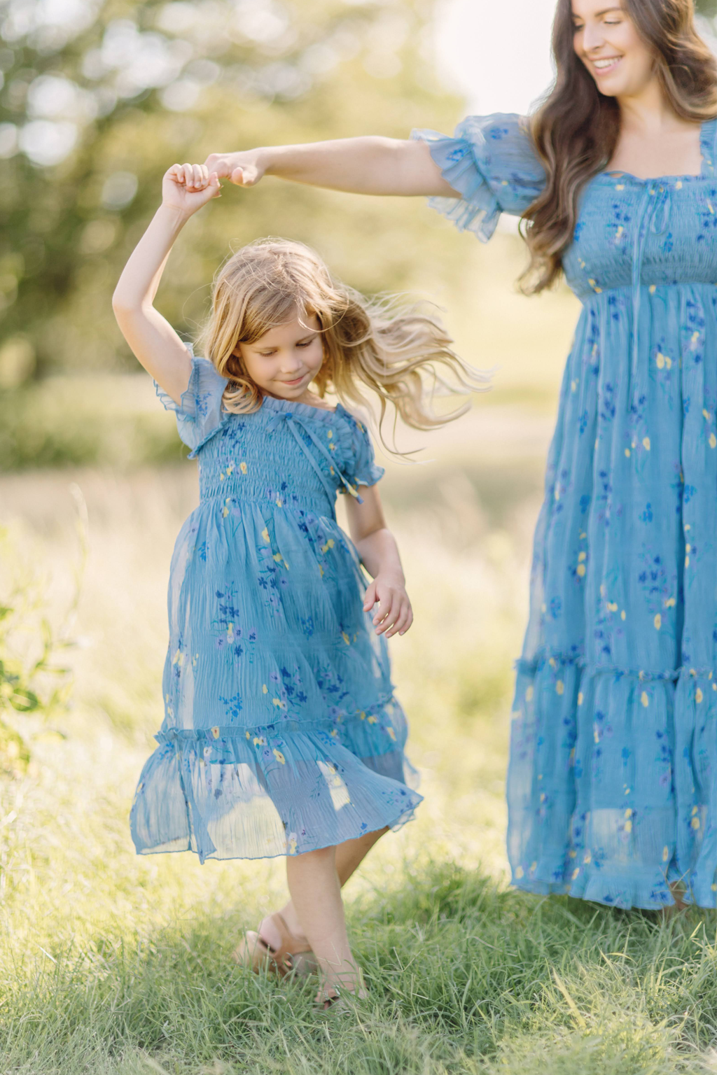 Crinkled Chiffon Dress - Dusty Blue