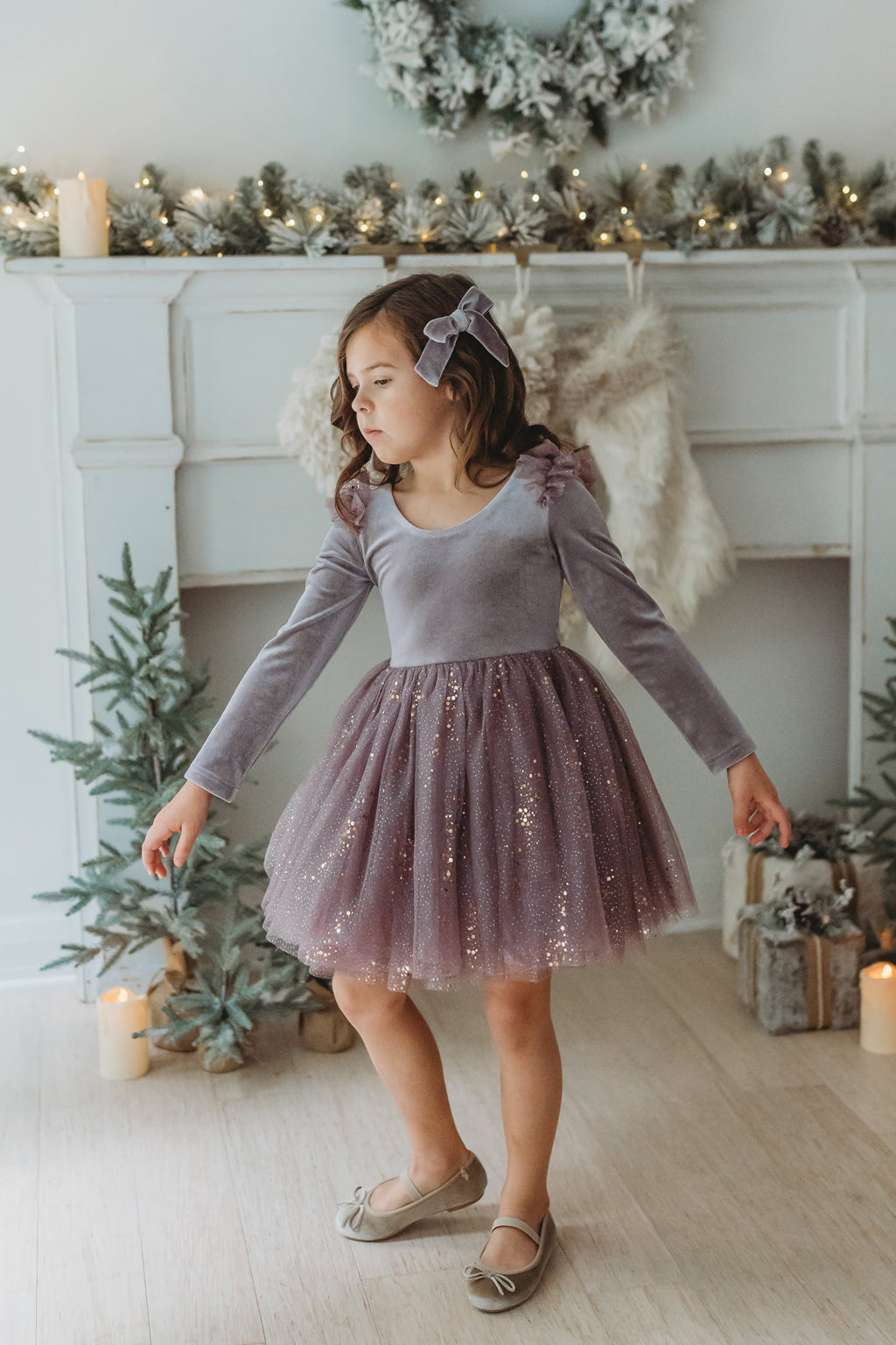 Velour Ballerina Dress - Dusty Lilac