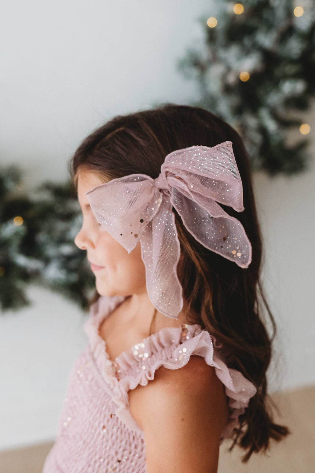 Glimmer Tulle Hair Bow - Ballet Slipper