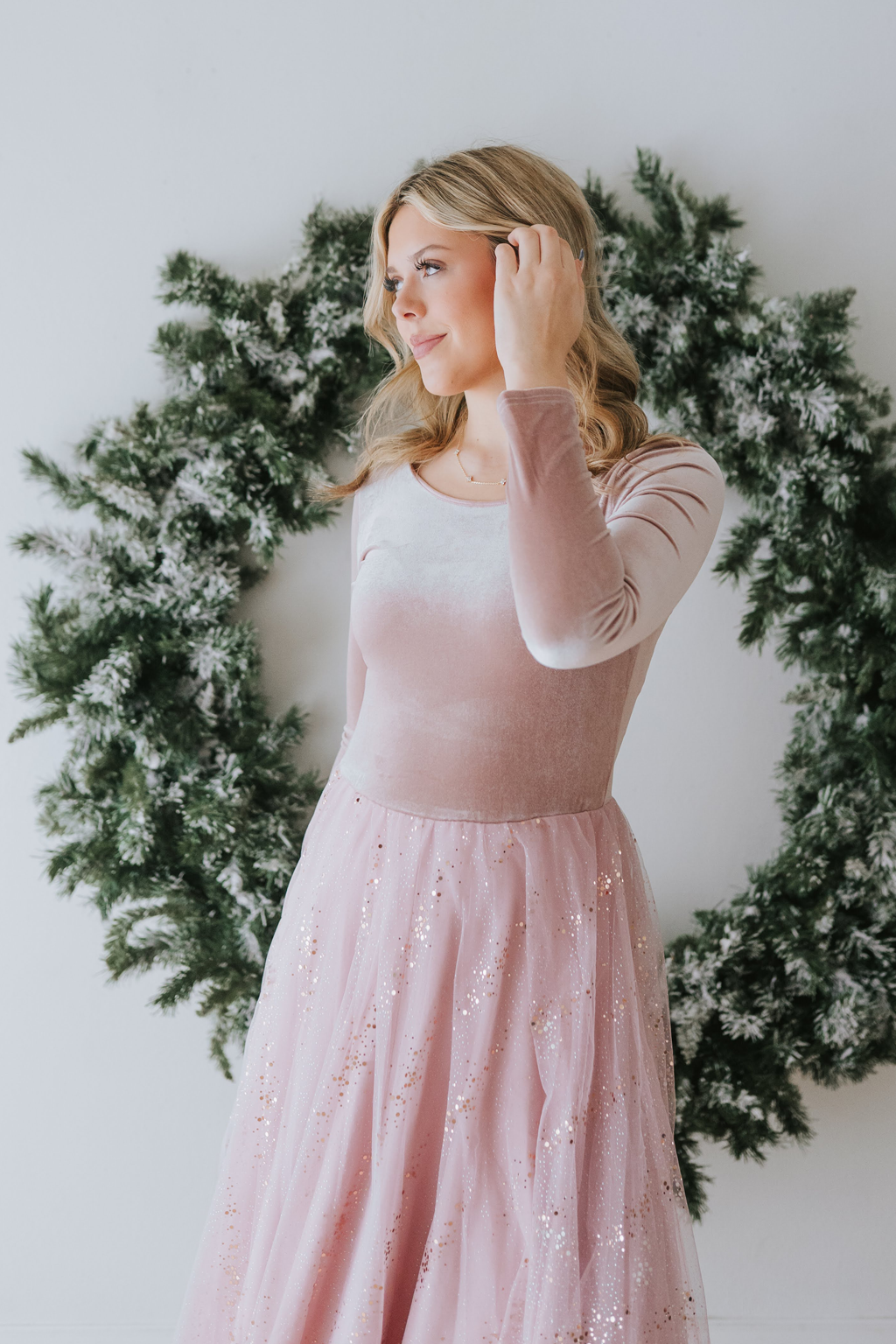 Velour Ballerina Dress (Women) - Dusty Pink