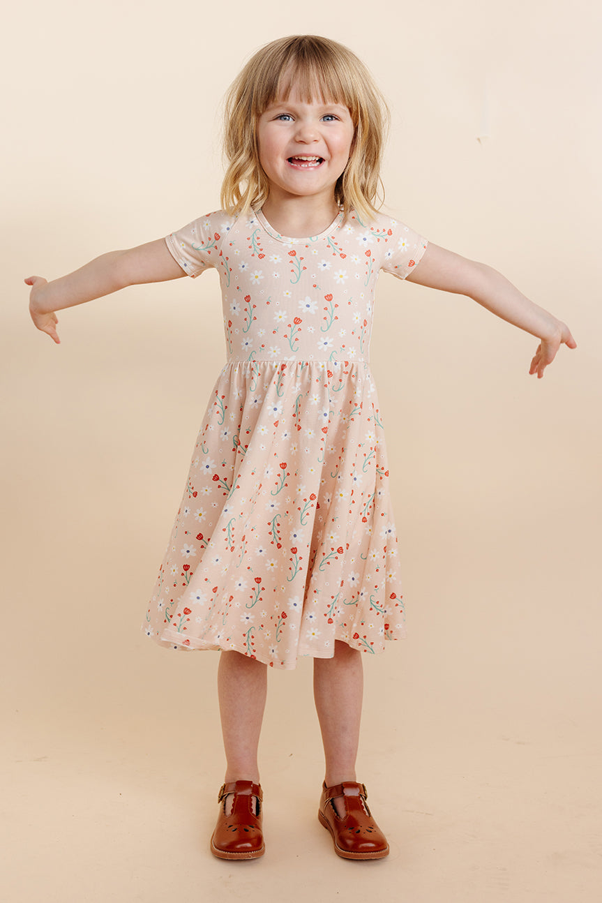 Organic Knit Ballet Dress - Pink Floral