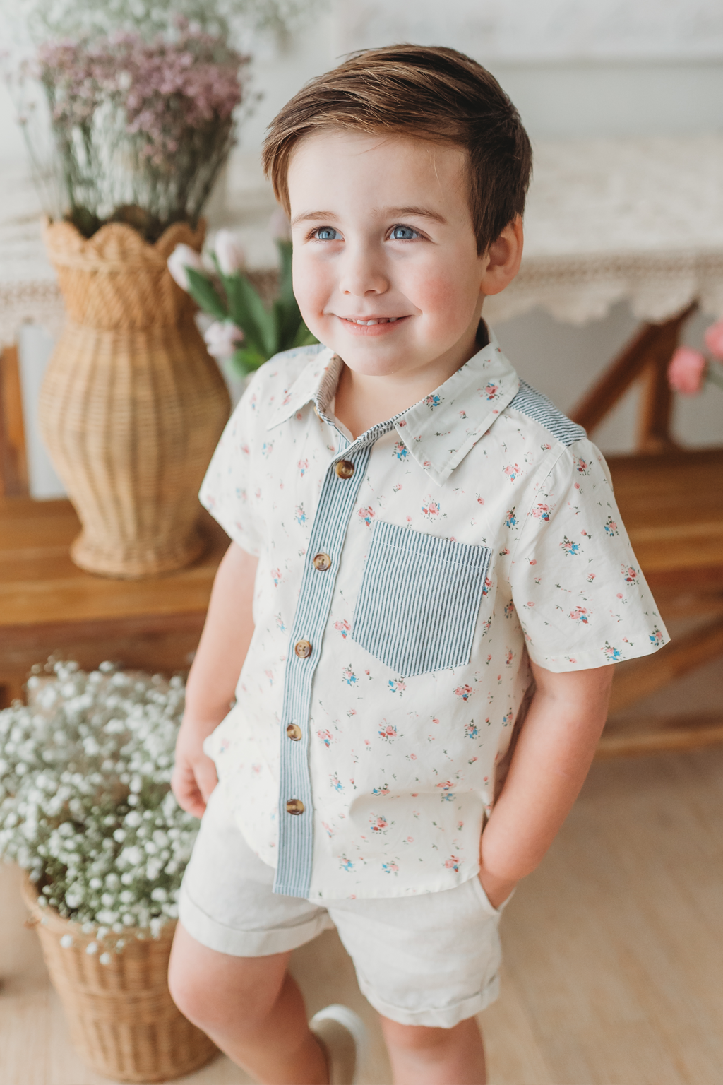 dress pants and short sleeve shirt Rails | Fairfax Shirt - Black Chambray | Premium Cotton | Size XS main image 0