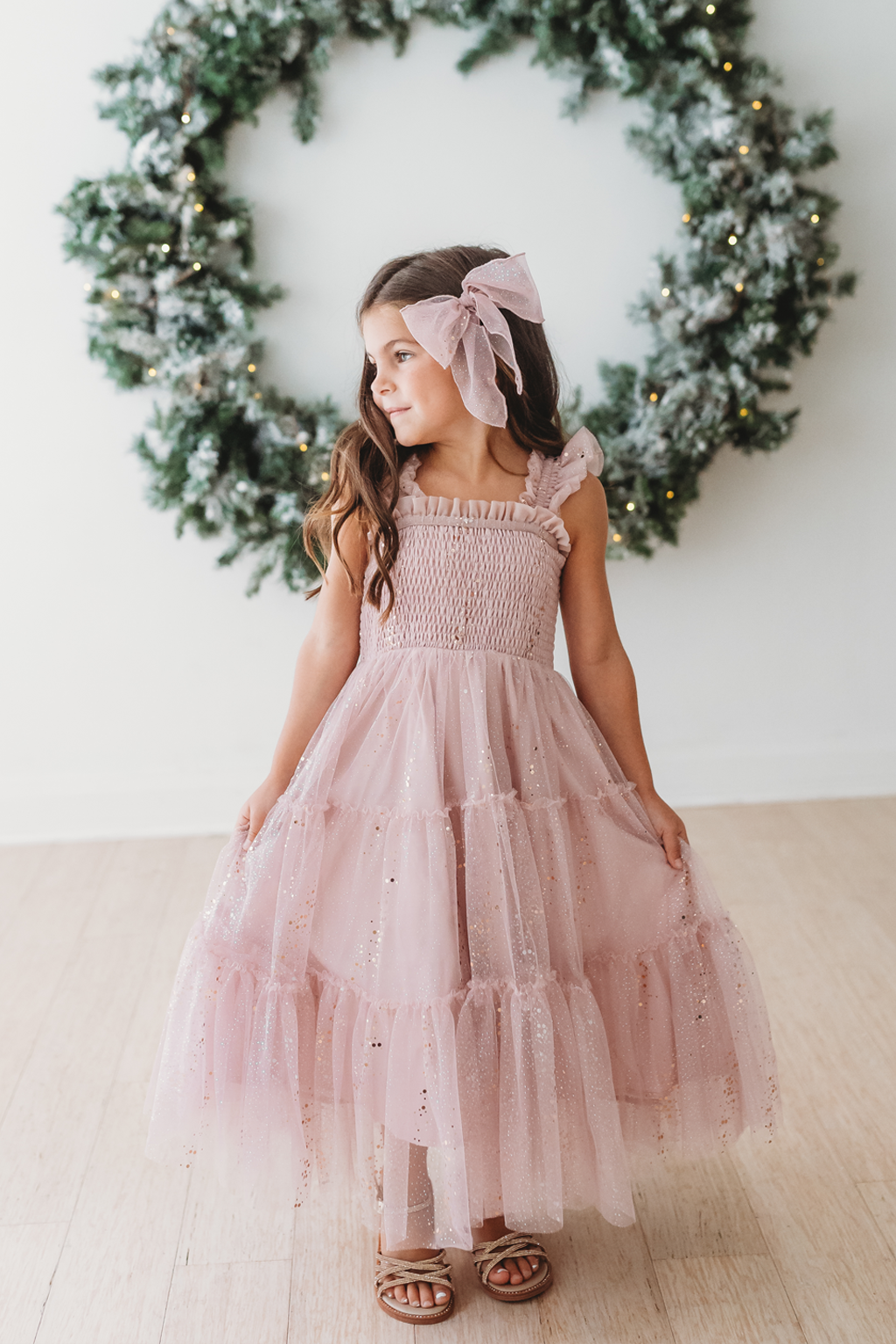 Glimmer Tulle Hair Bow - Ballet Slipper