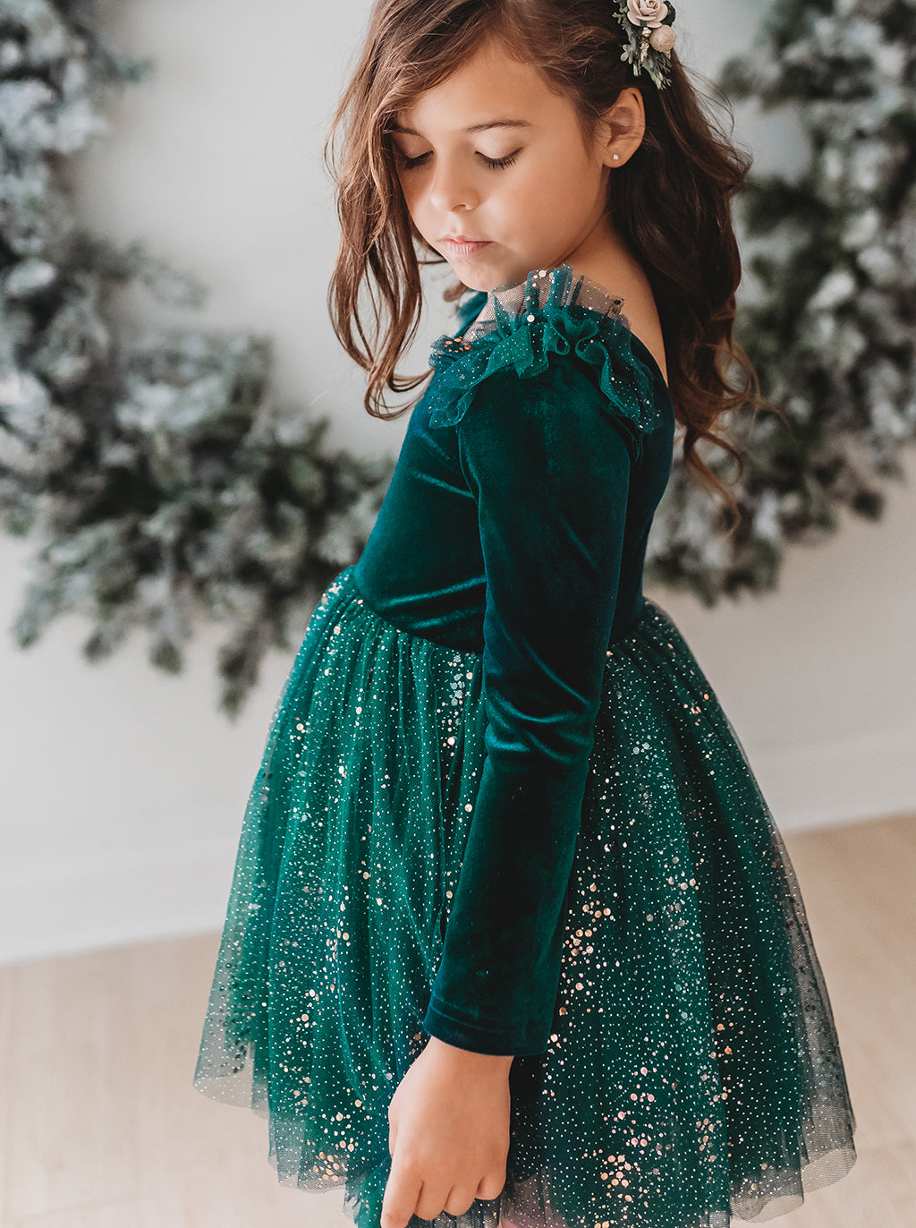 Velour Ballerina Dress - Mistletoe