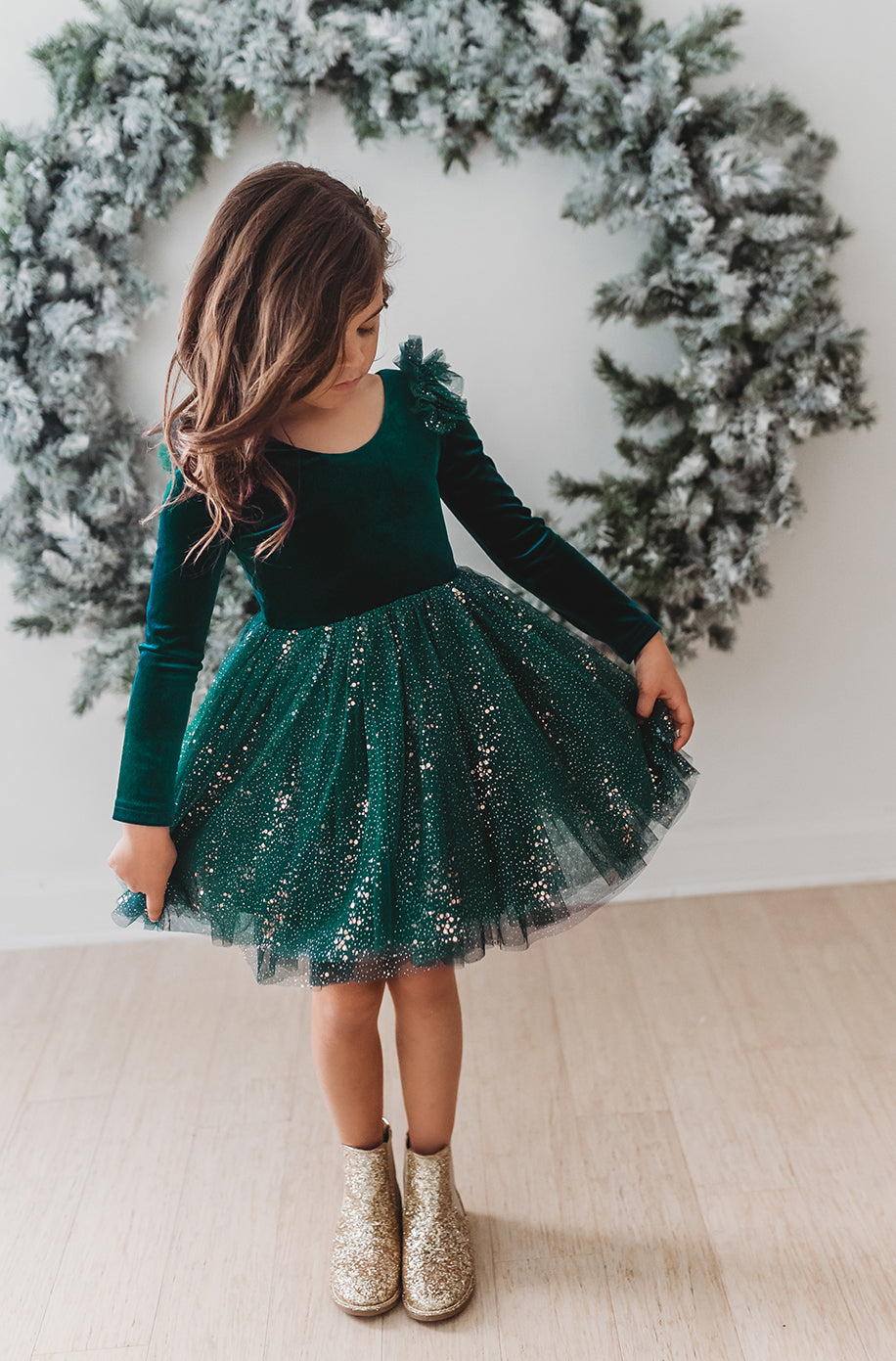Velour Ballerina Dress - Mistletoe
