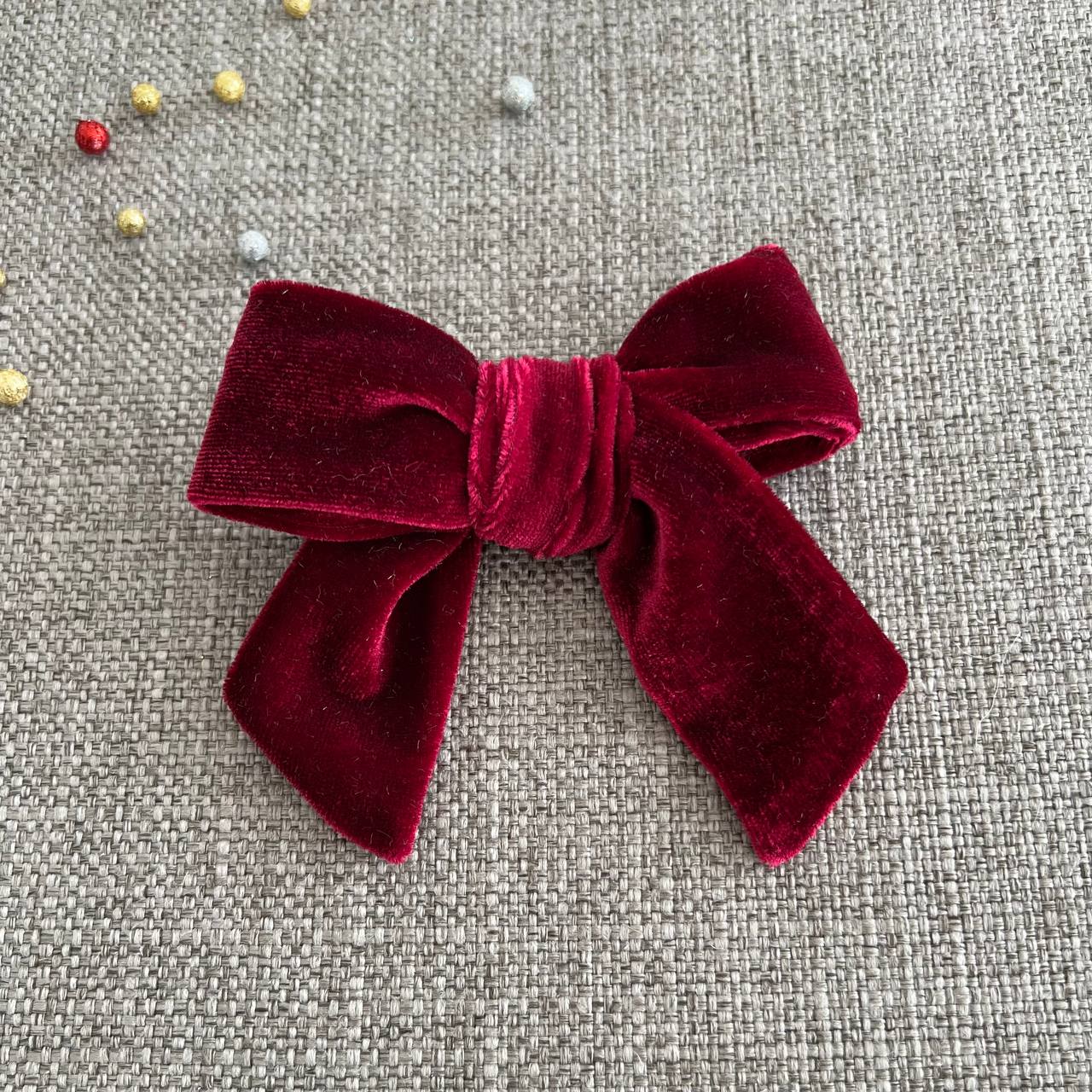 Velour Hair Bow - Red Velvet