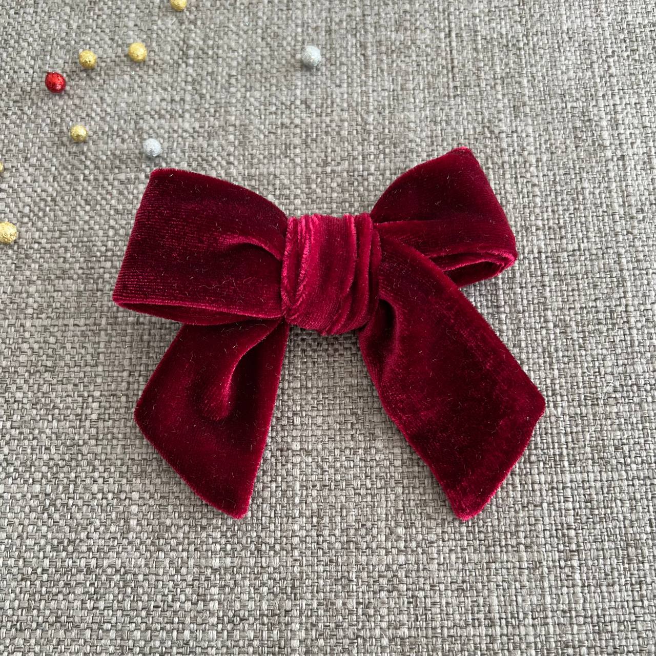 Velour Hair Bow - Red Velvet (FINAL SALE)