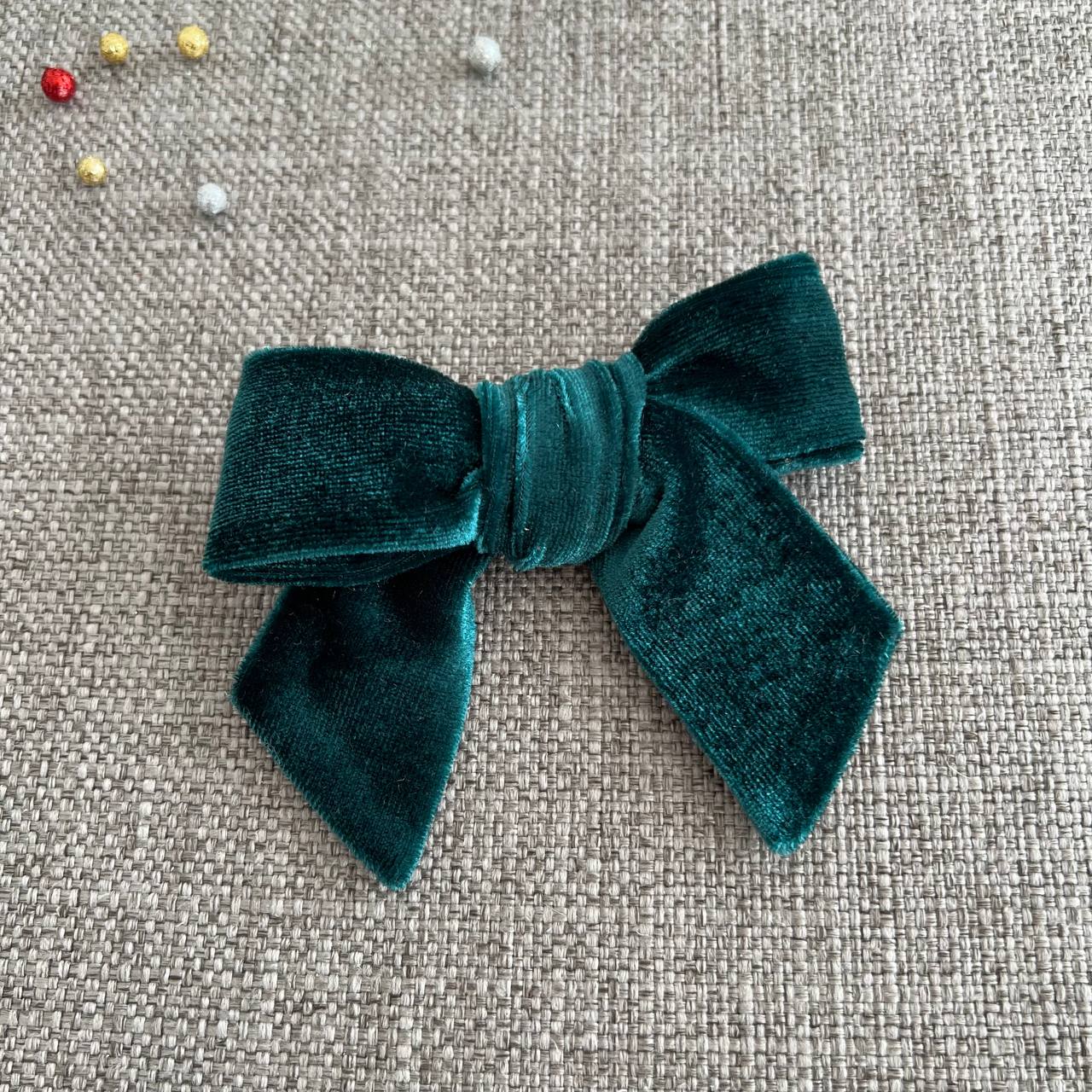 Velour Hair Bow - Mistletoe