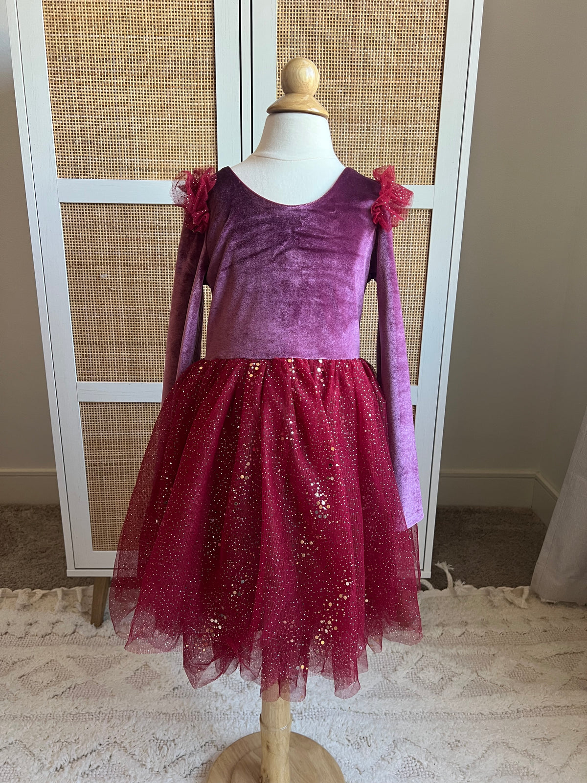 Velour Ballerina Dress - Mulberry