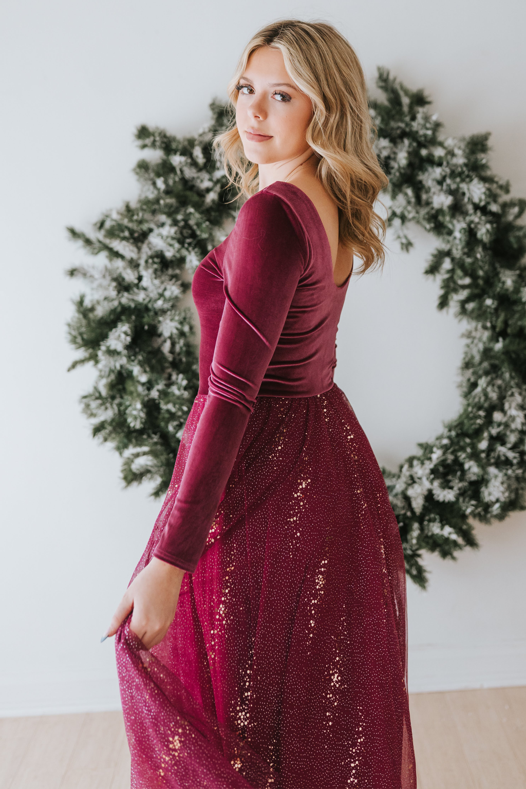 Velour Ballerina Dress (Women) - Currant