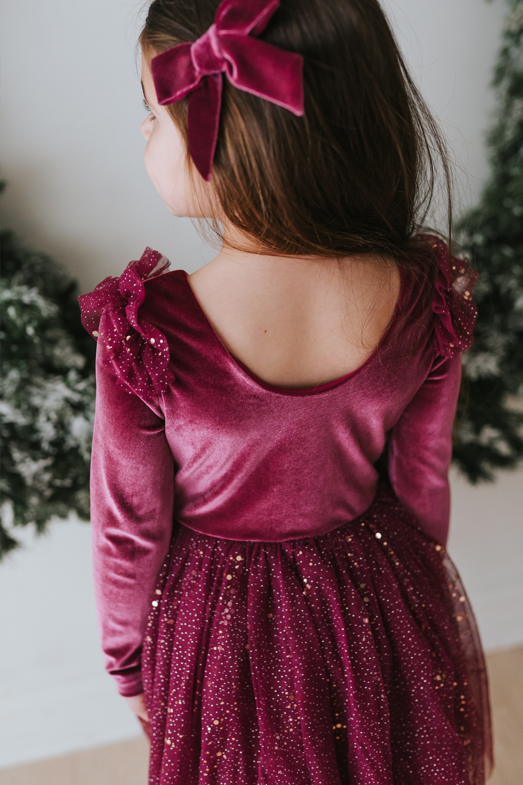 Velour Ballerina Dress - Currant