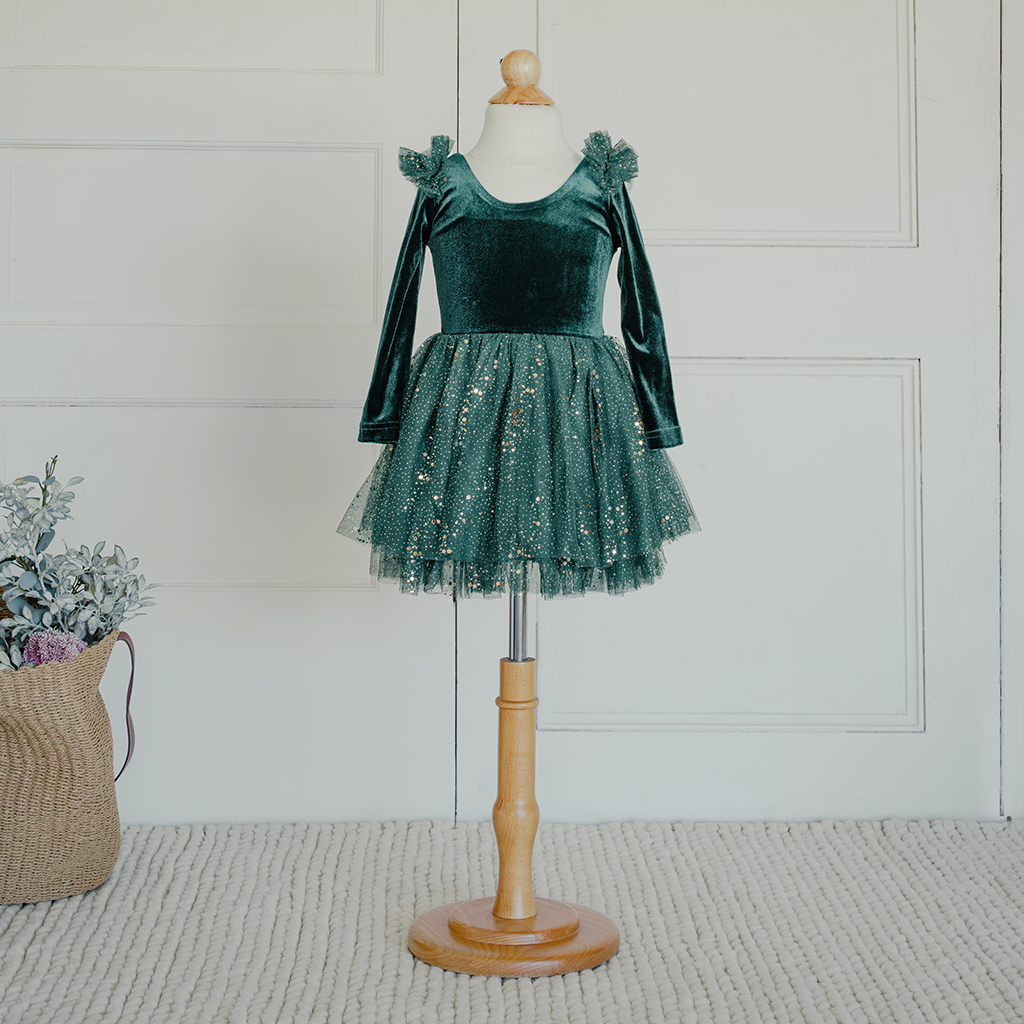 Velour Ballerina Dress - Mistletoe