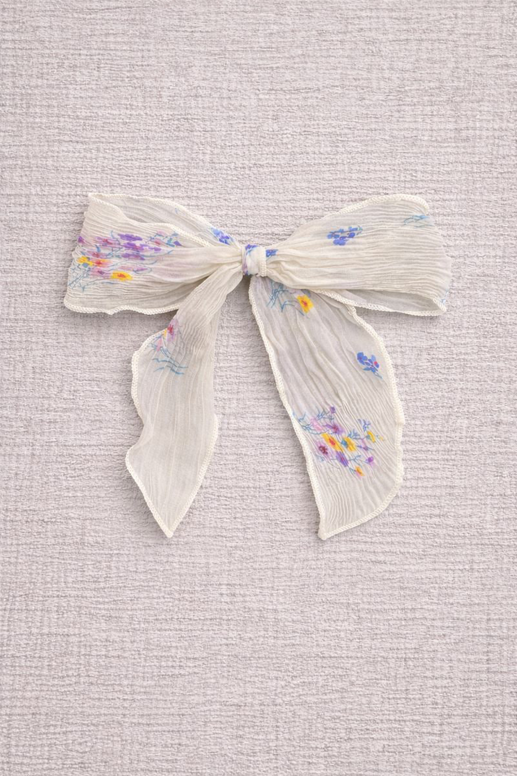 Crinkled Chiffon Bow - Antique White