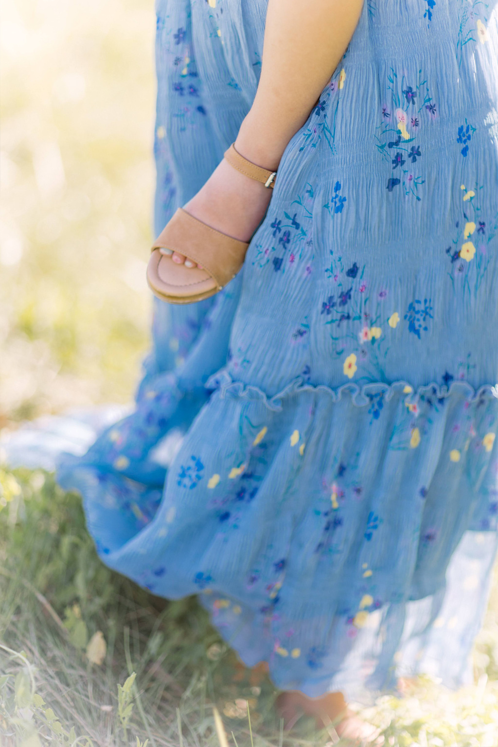 Crinkled Chiffon Dress (Women) - Dusty Blue