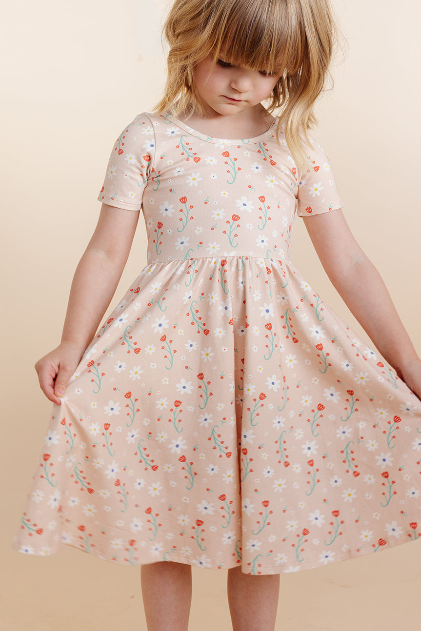 Organic Knit Ballet Dress - Pink Floral (FINAL SALE)