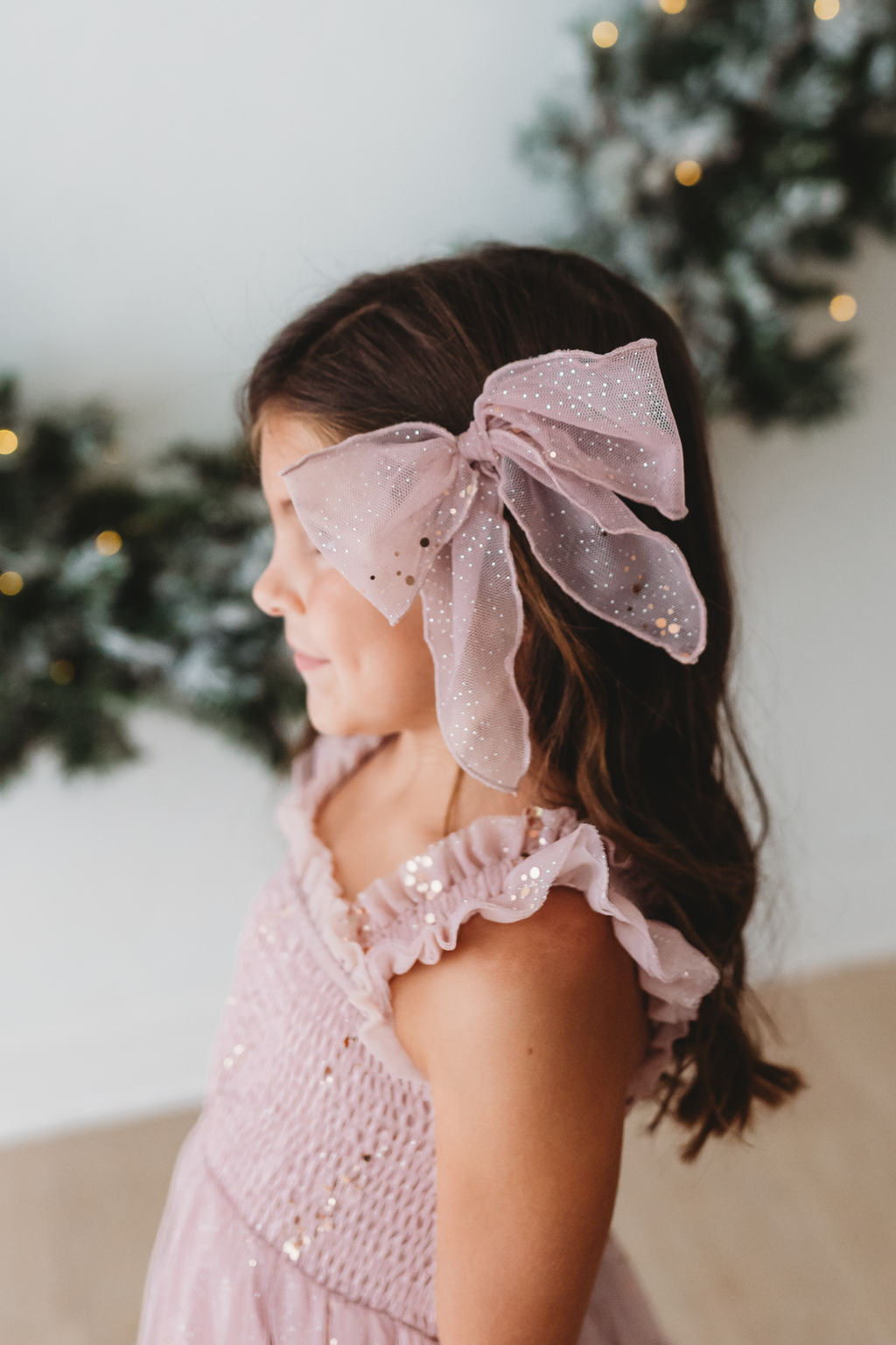 Glimmer Tulle Hair Bow - Ballet Slipper