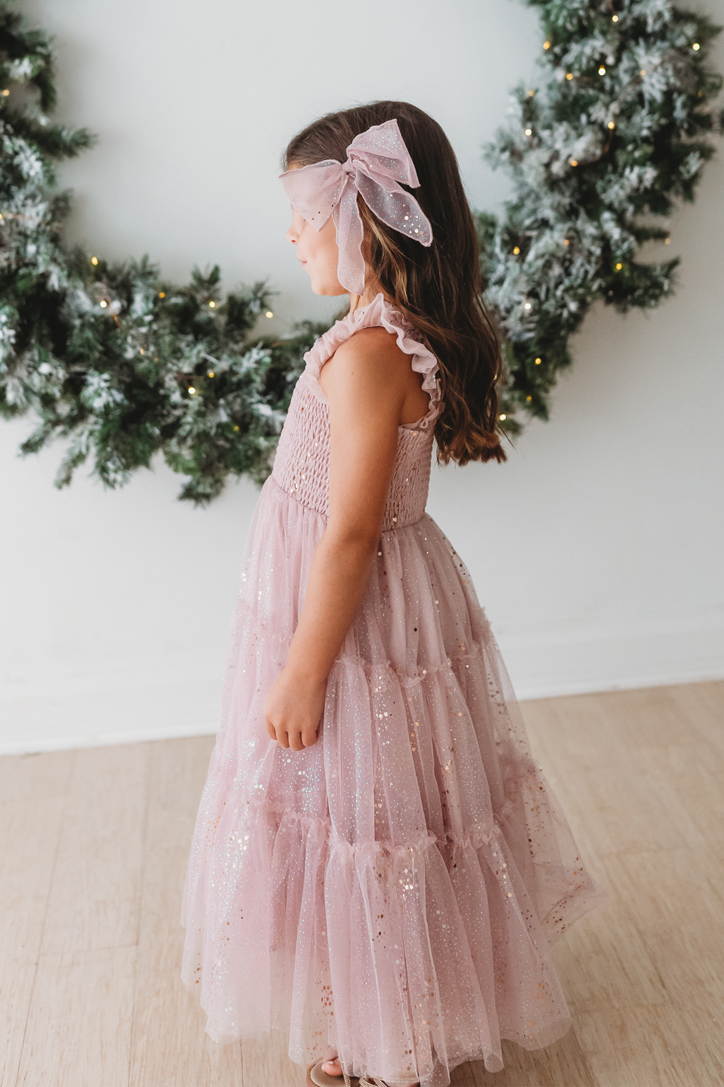 Glimmer Tulle Hair Bow - Ballet Slipper