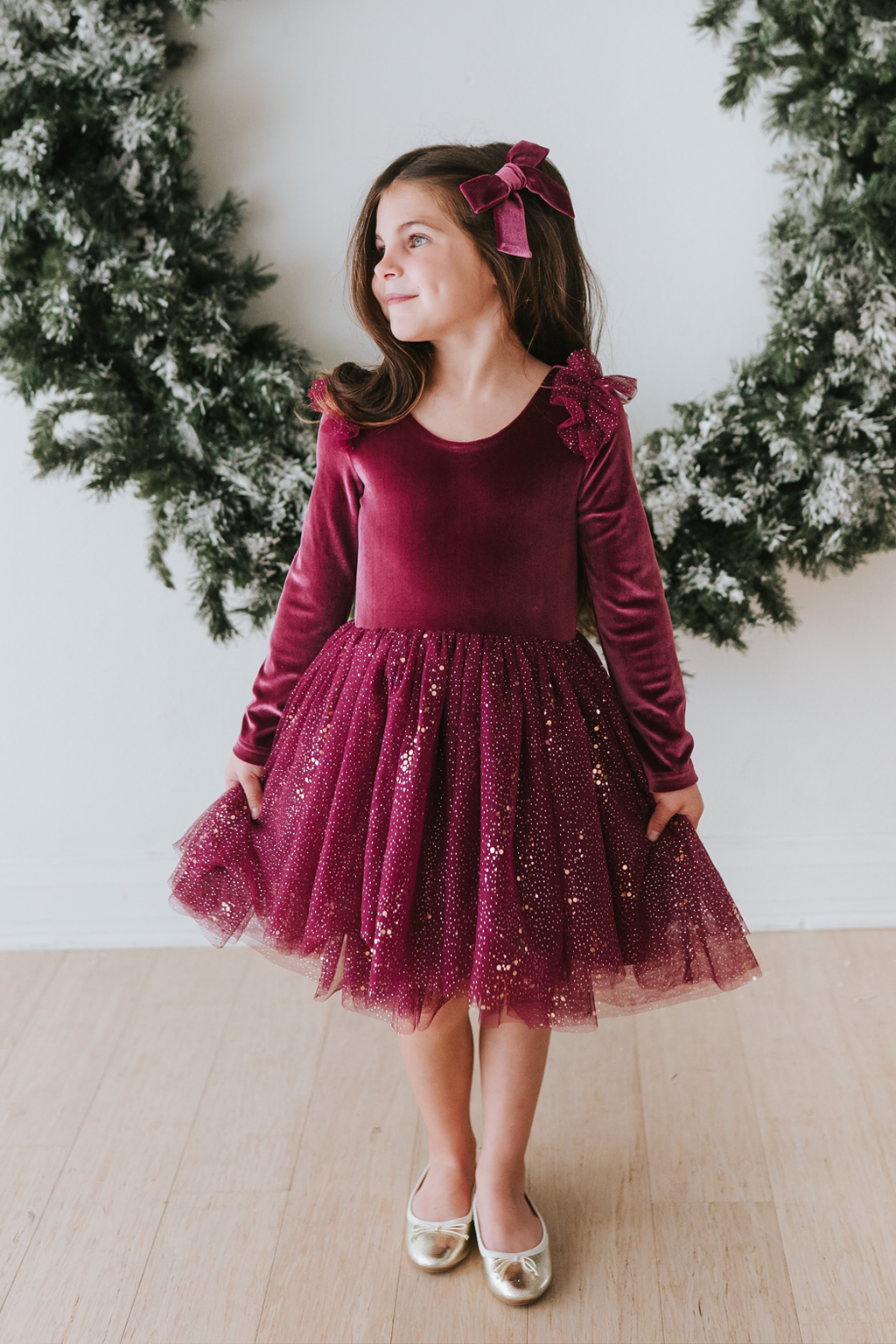 Velour Hair Bow - Currant