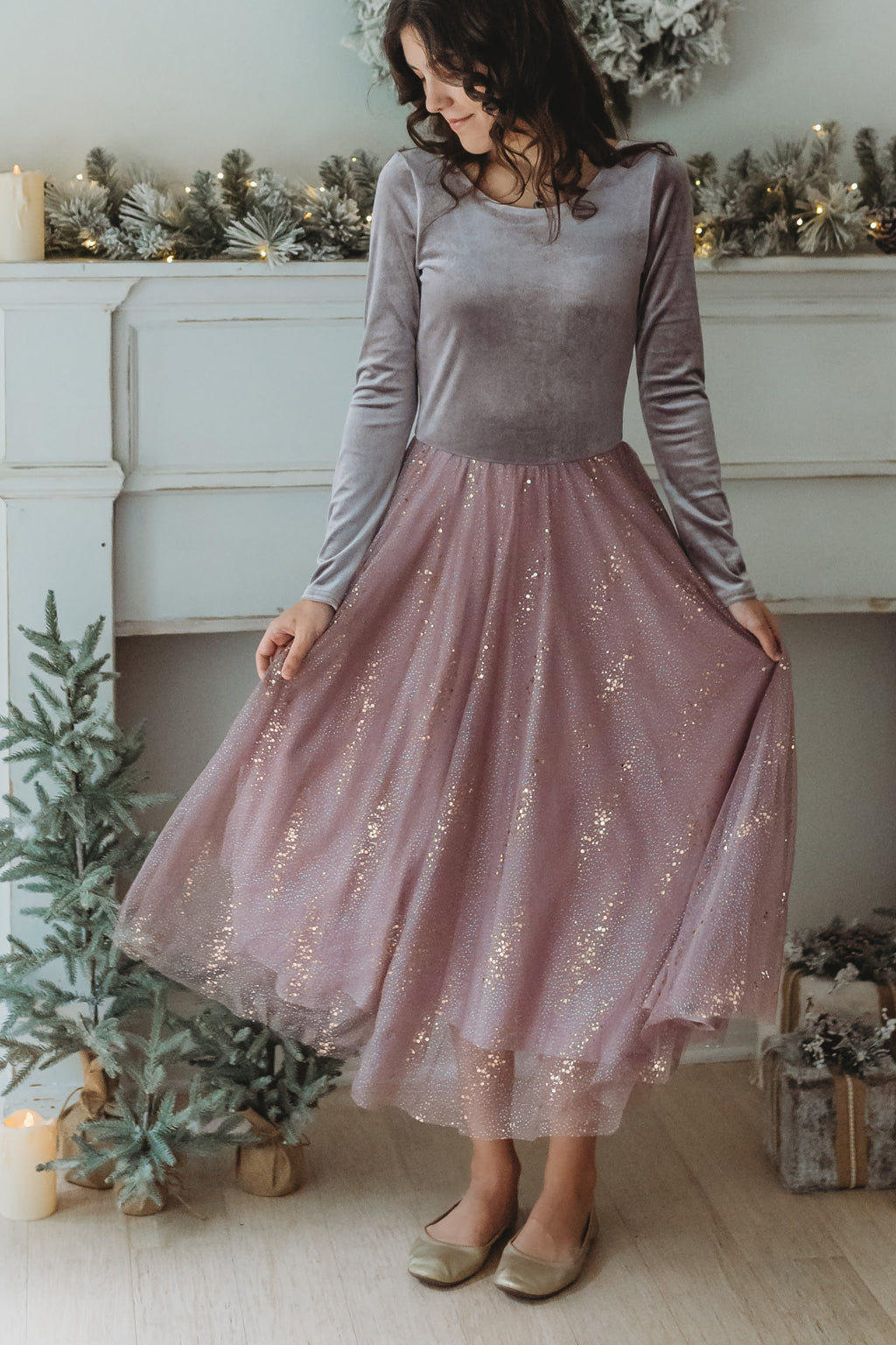 Velour Ballerina Dress (Women) - Dusty Lilac