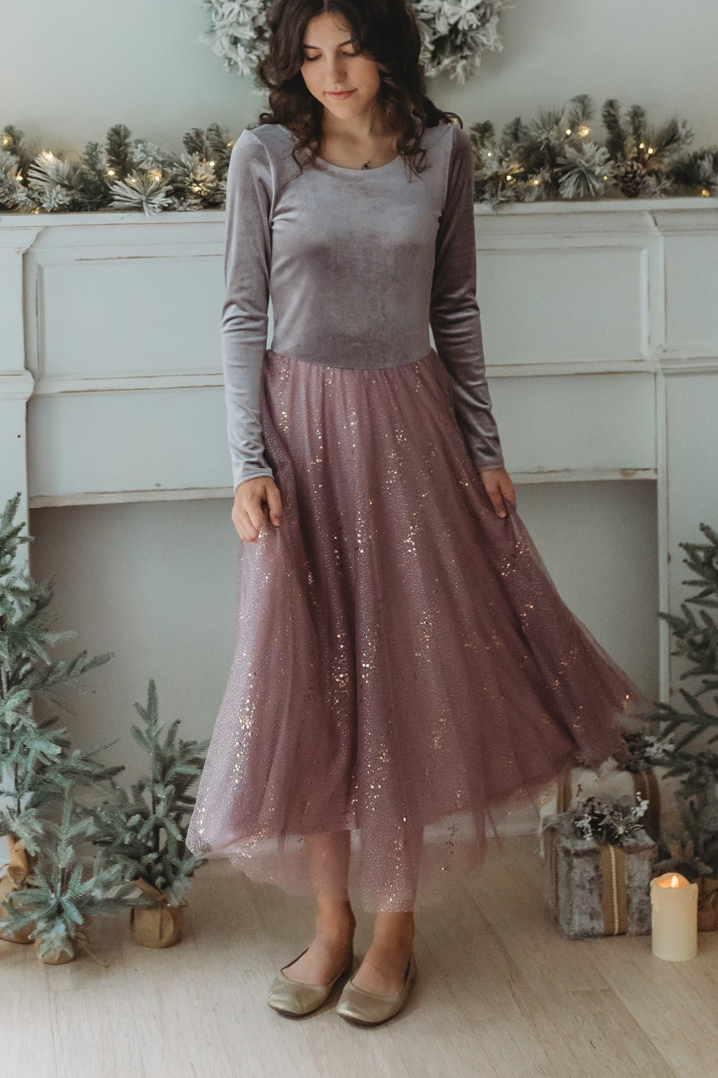 Velour Ballerina Dress (Women) - Dusty Lilac