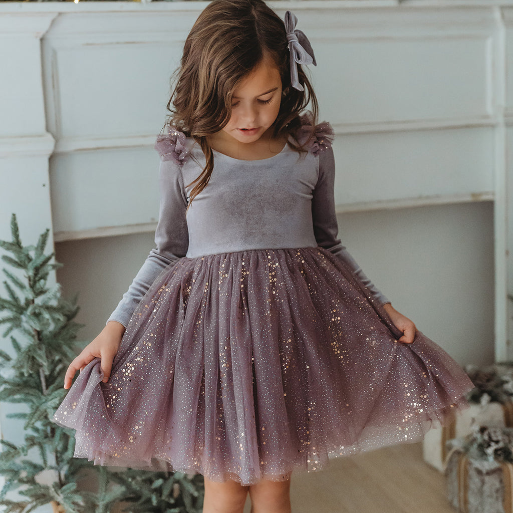 Velour Ballerina Dress - Dusty Lilac