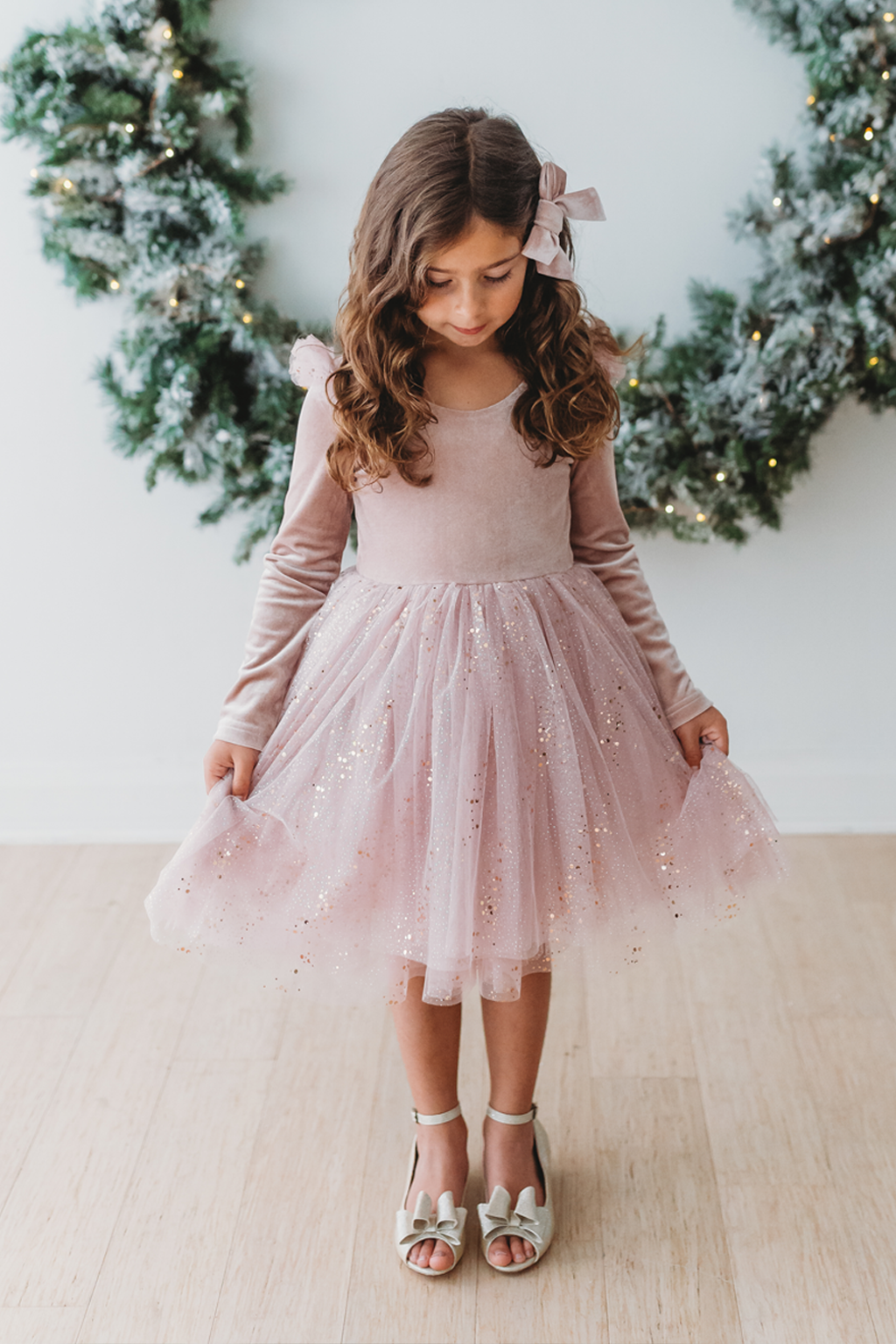 Velour Ballerina Dress - Dusty Pink