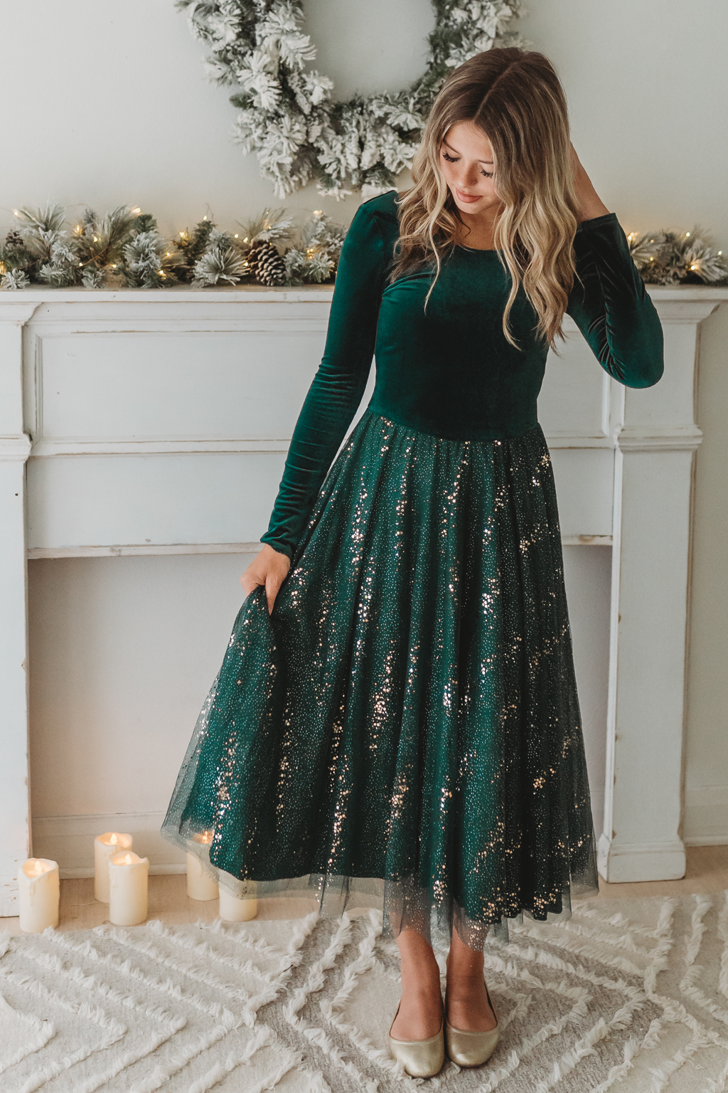 Velour Ballerina Dress (Women) - Mistletoe