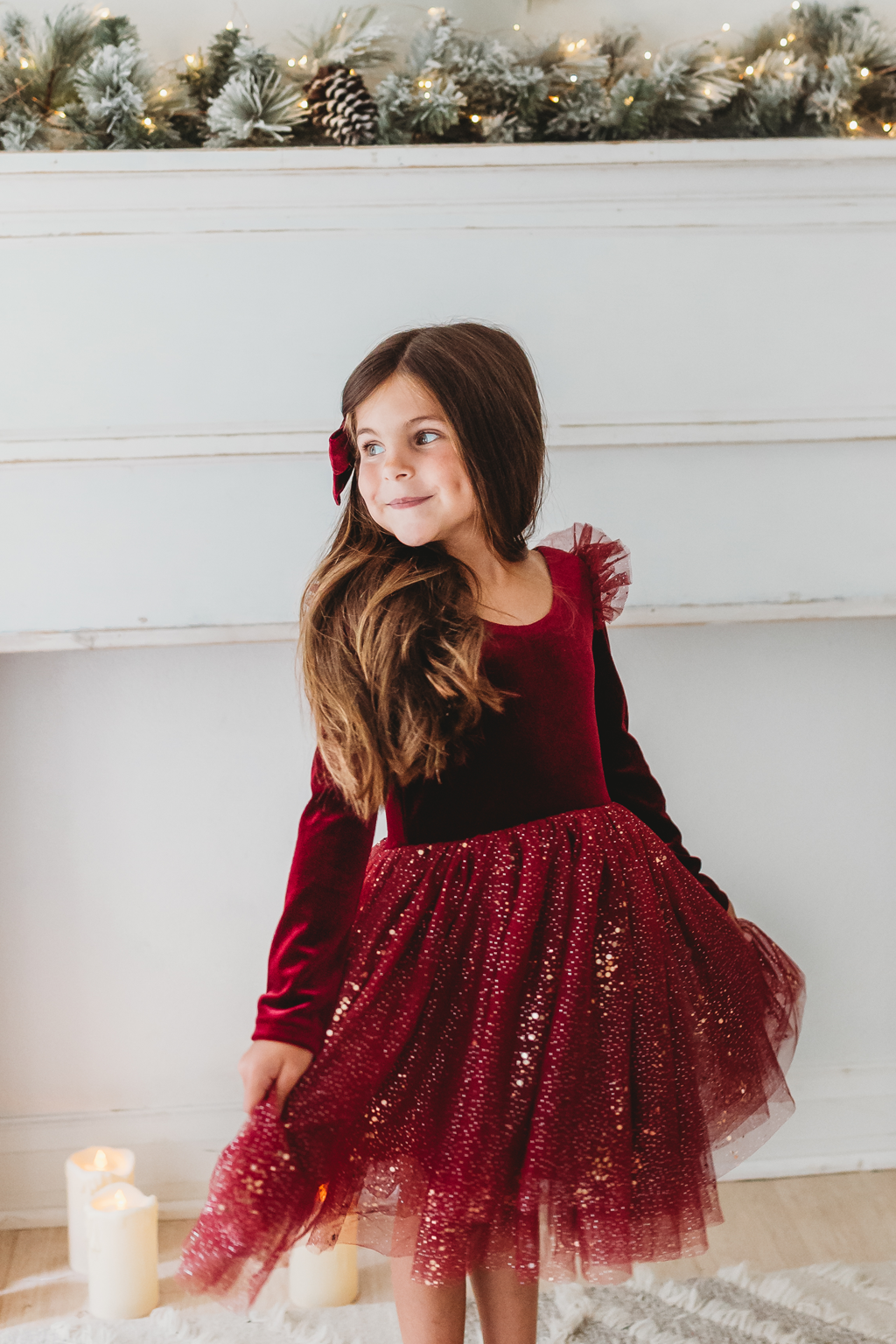 Velour Ballerina Dress - Red Velvet