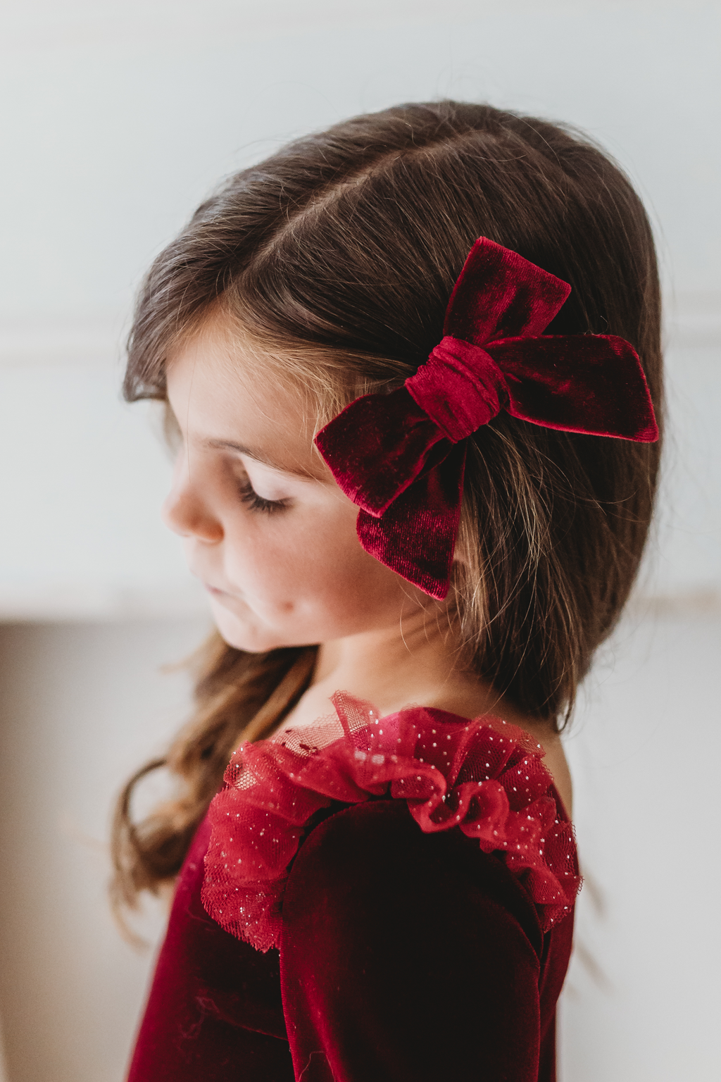 Velour Hair Bow - Red Velvet