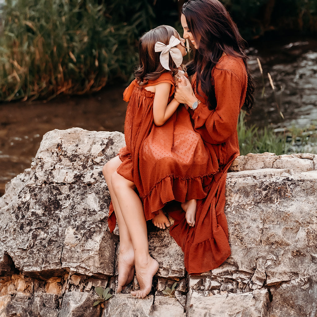 Chiffon Clipdot Wrap Dress (Women) - Rust (FINAL SALE) XS
